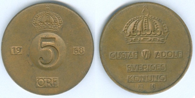 Gustaf VI Adolf Sweden Coins 1952 1973